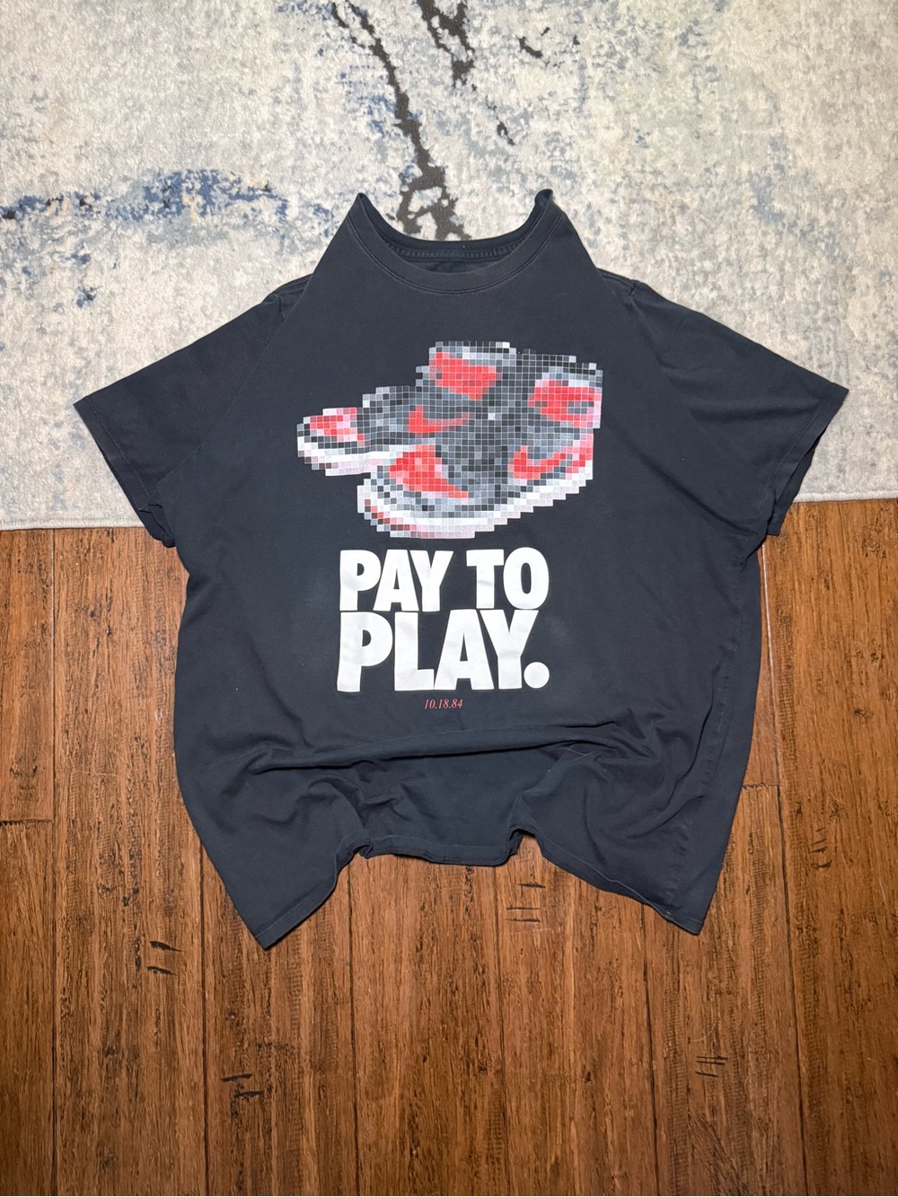 Jordan 1 Bred Pay to Play Graphic T-Shirt Black Size XL